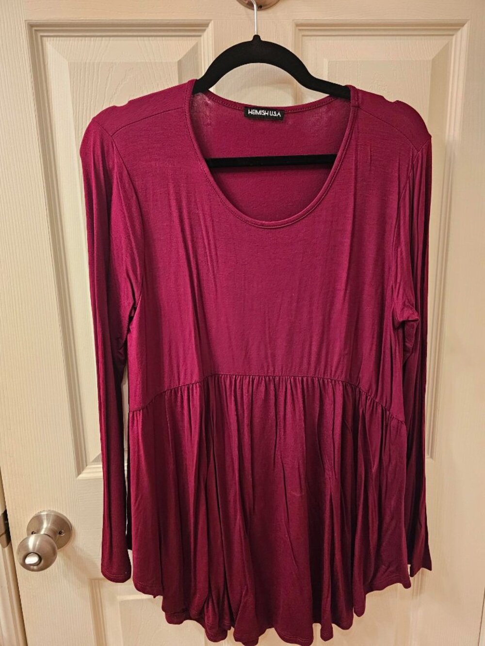 NWOT Hemish USA Medium Maroon Babydoll Blouse